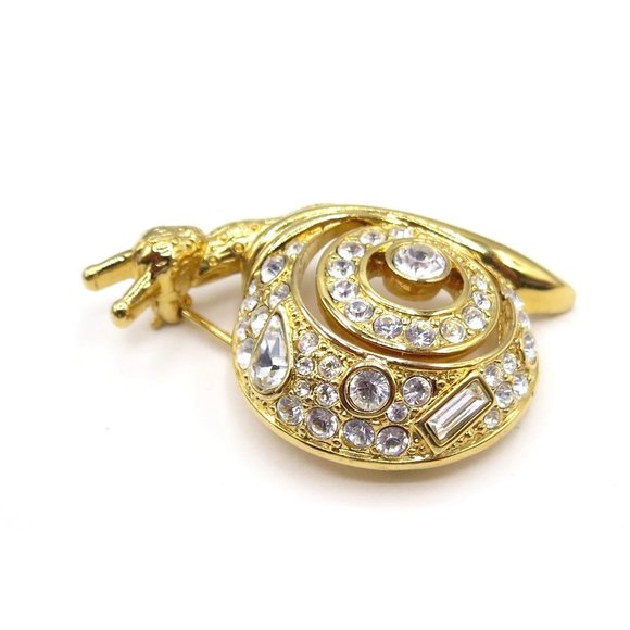 Swarovski Clear Crystal Rhinestone Goldtone Snail - Picture 4 of 11